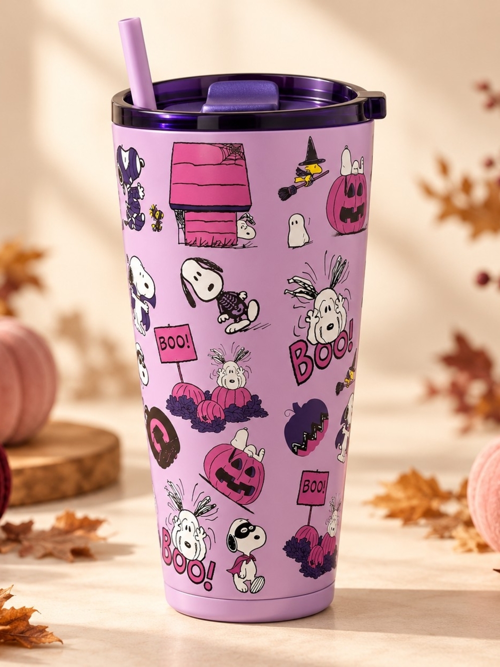 Purple Halloween Snoopy Tumbler Travel Cup - 20oz